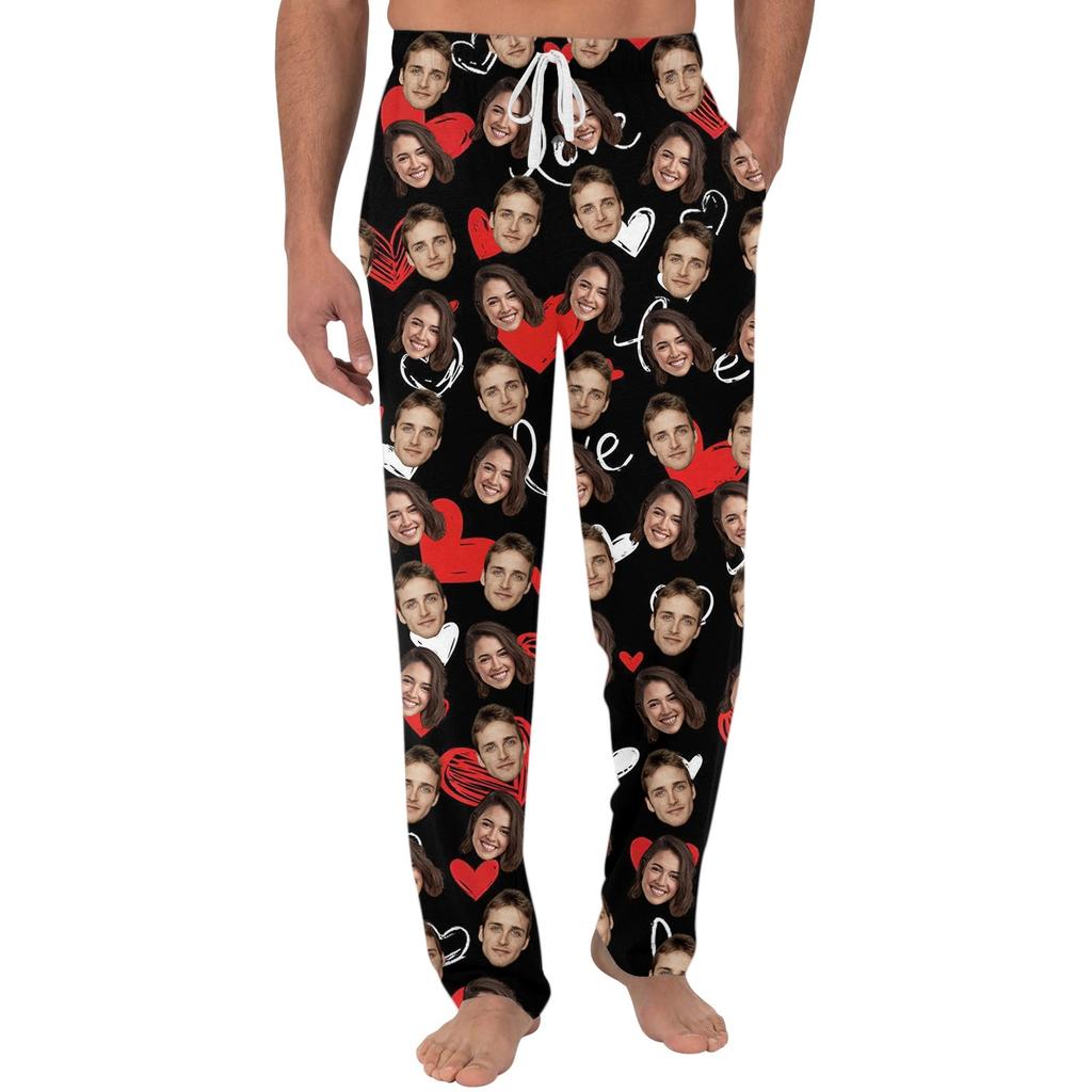 Men's Casual Pajama Pants with Pockets Valentine's Day Design