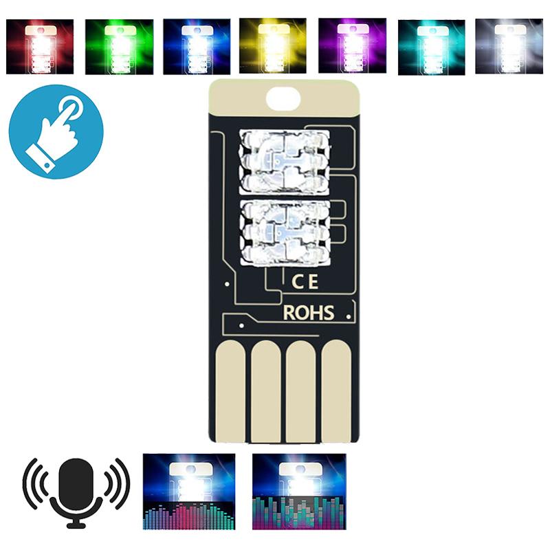 

1/10 шт. Мини USB RGB LED Атмосферный свет Декоративная лампа для салона автомобиля Окружающая подсветка Управление звуком музыки Сенсорная регулировка яркости 1 PCS