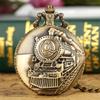 Vintage Bronze Zug Lokomotive Motor Quarz Taschenuhr mit Halskettenkette Elegantes Anhänger Geschenk für Männlich Männer Vintage Uhr