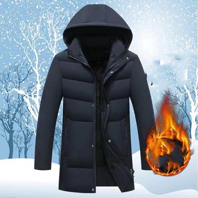 Men's Loose Plus Size Jacket Winter Thickened Long Warm Hooded Jacket Lined with Cotton Fluffy Warm Jacket
