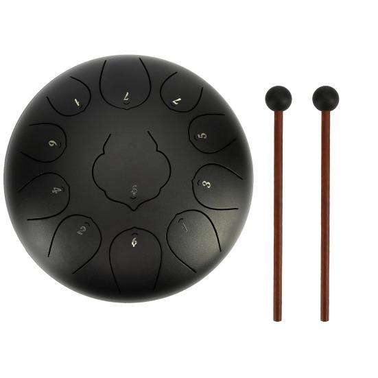11 Notes 10 Inches Diameter Lotus Type Steel Tongue Drum Handpan Percussion Instrument with Bag Music Score Mallets