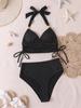 Women's Swimsuit Tankini Back Ties Drawstring Bikini Beachwear Bathing Suits