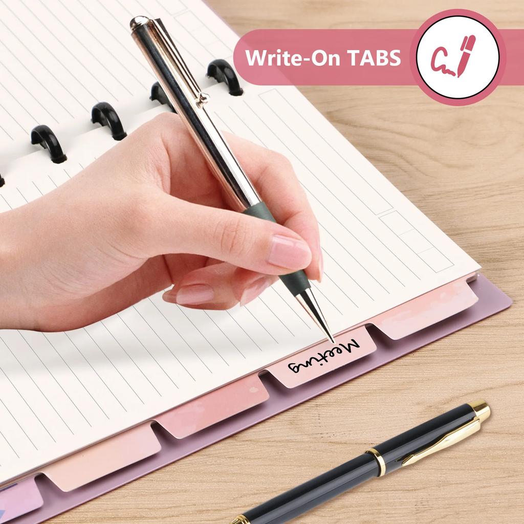 5 Tab DiscBound Dividers, Paper Index Dividers, Assorted Multi-Color, Junior Size Dividers for Discbound Planners or Notebooks