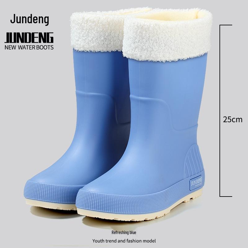 Women's Mid-Calf Waterproof Fashion Rain Boots - Non-slip, Wear-resistant, Solid Color Outdoor Water Shoes