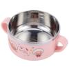 Baby Children Bowl Cartoon 304 Stainless Steel Rice Feeding Bowl with Lid TablewarePink