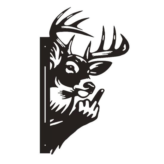 Peeping Animal Sign Metal Middle Finger Squirrel Sign Outdoor Flipping Off Deer Yard Art Decoration Rustic Animal Wall Art Ornament