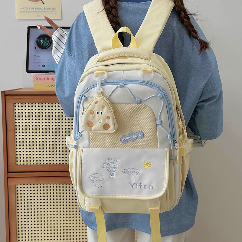 Schoolbag female high value versatile high school student embroidery style cute junior high school student backpack large capacity backpack