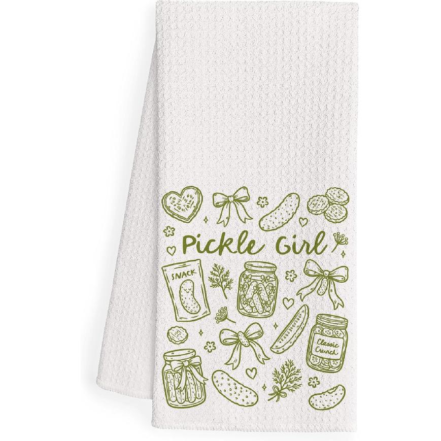 Funny Pickle Kitchen Dish Towels, Gifts for Pickles Lovers, Funny Pickle Themed Gifts Decorative Hand Tea Towels for Kitchen, 16x24 Inch Pickle -1