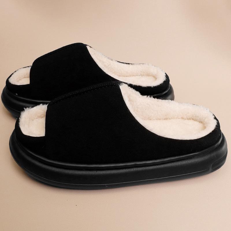 New open-toe cotton slippers indoor home warm plush non-slip plush cotton slippers