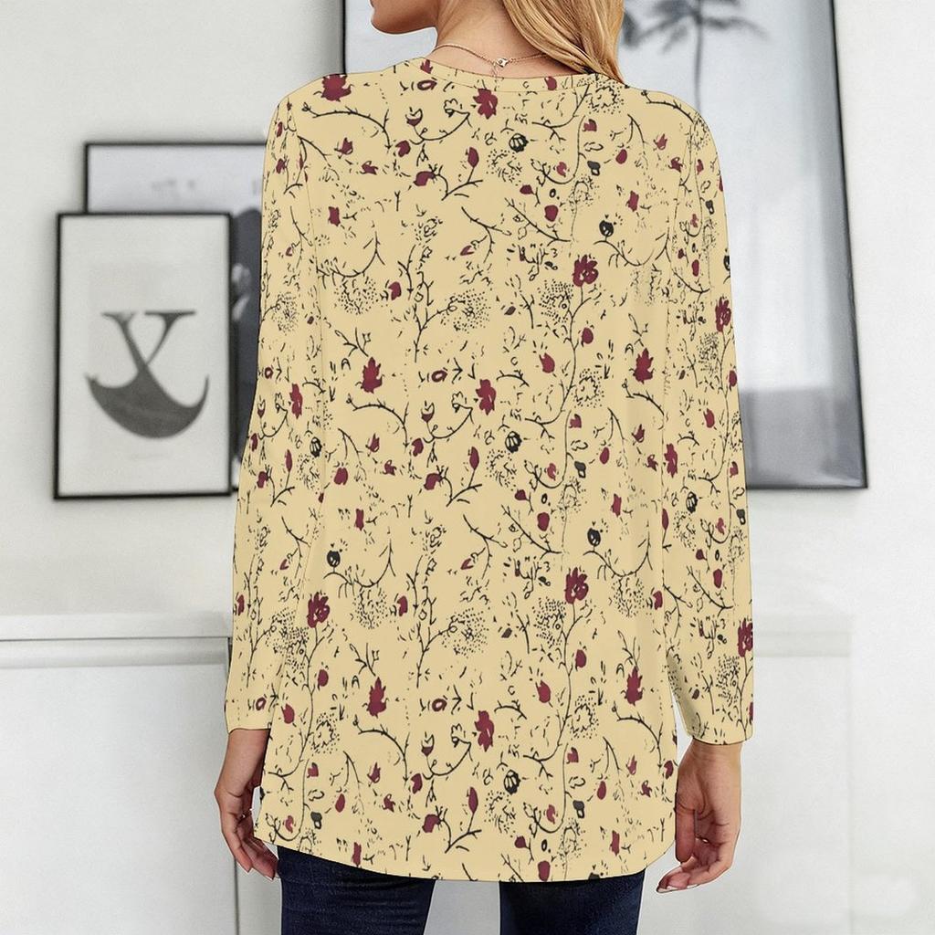 Plus Size Women Round Neck Long Sleeve T Shirt Soft Loose Tops For Indoor Leisure And Street Walking