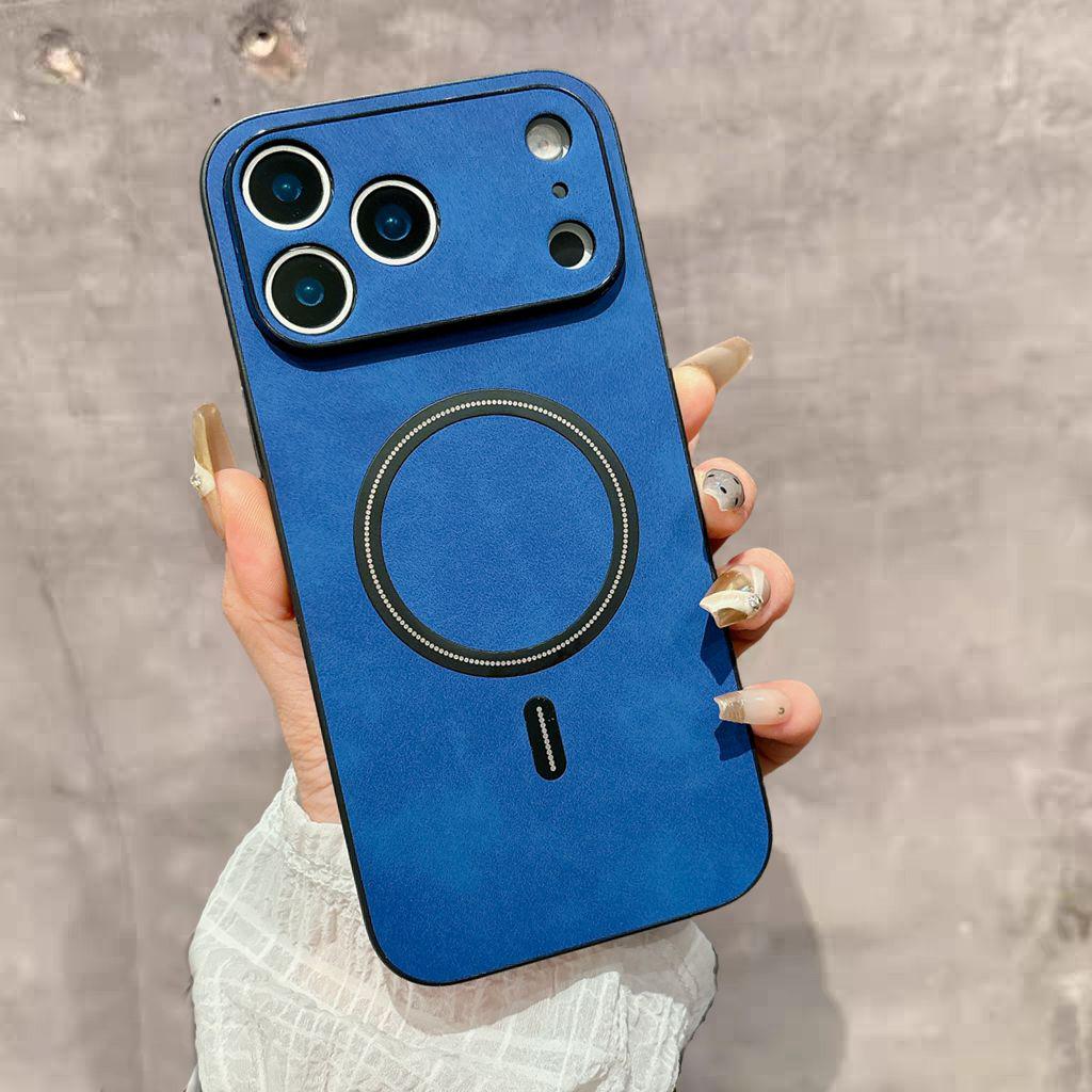 Luxury Wireless Charging Magnetic Cortex Leather Phone Case For iPhone 17 16 14 13 12 15 17 Pro Max Air Shockproof Bumper Cover