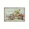 Vintage Willkommen im Garten Metal Tin Sign  Rustic Garden Wall Art with Colorful Flowers Butterflies  Rustic Decorations