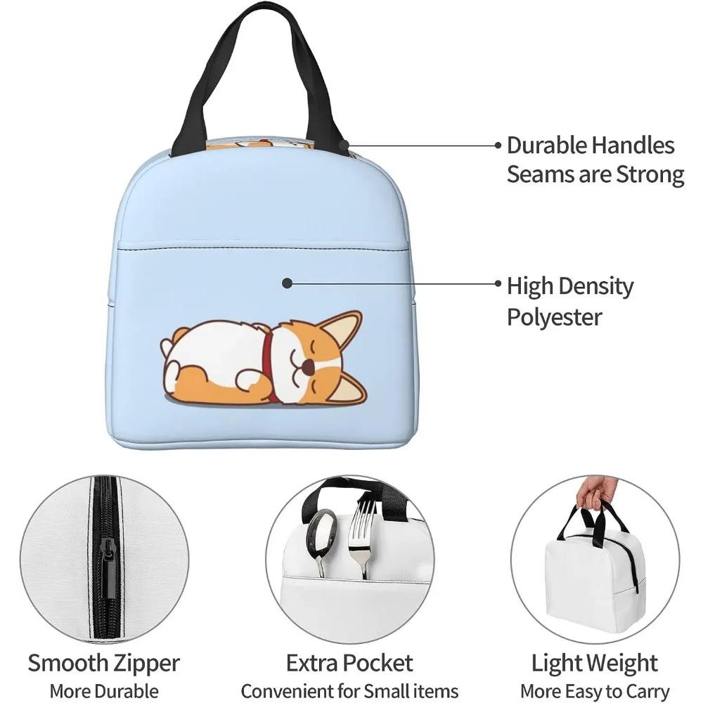 Cute Welsh Corgi Puppy Lying on Back Insulated Lunch Box Reusable Lunch Bags Meal Portable Container Tote for Travel Work Picnic