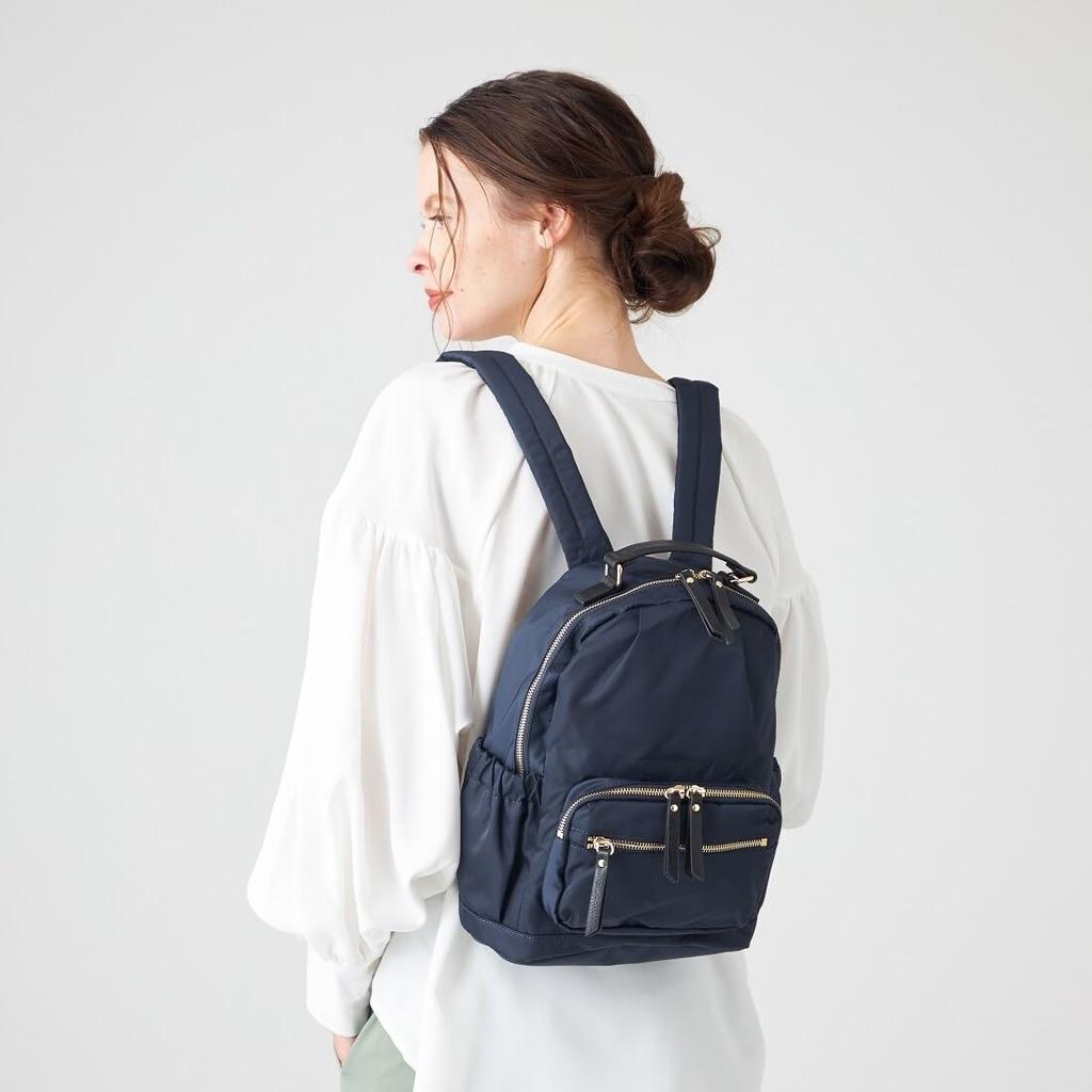 Monica 13-Taschen Nylon-Rucksack, Klein, MONI1058, Schwarz (10)