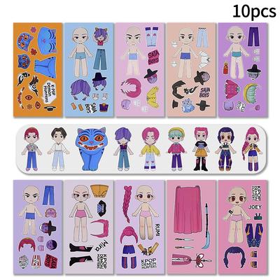 Huntrix Demon HHunters Stickers DIY Dress Up Art Craft Kits Dress Up Sticker Books Clothes Changing Book Birthday Gifts for Kids