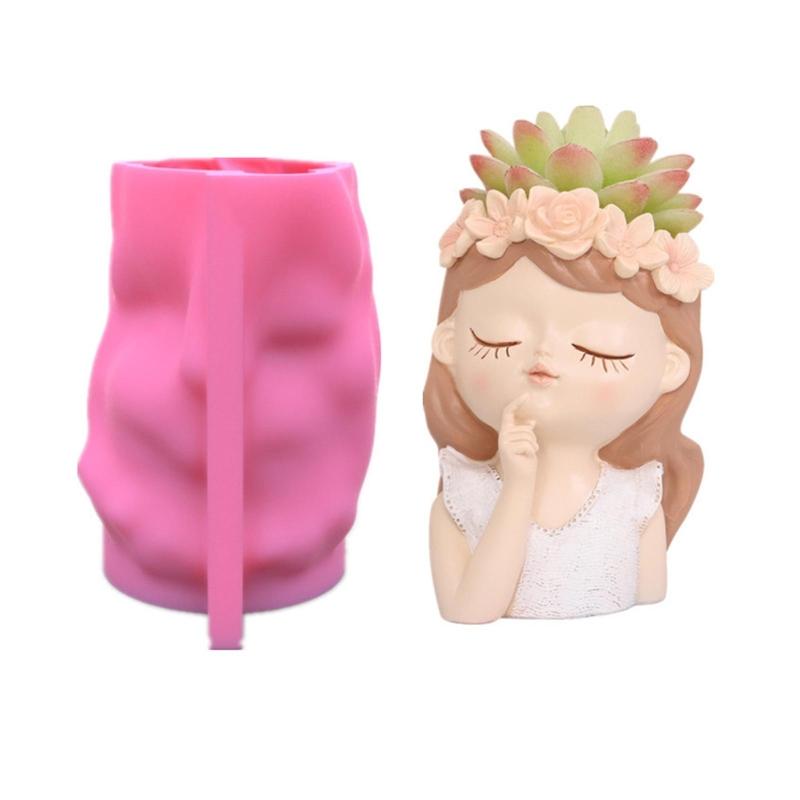

Geometric 3D Wreath Girl Gypsum Silicone Molds Storage Box Mold for Making Succulent Plant Pot Flower Pot Pen Holder
