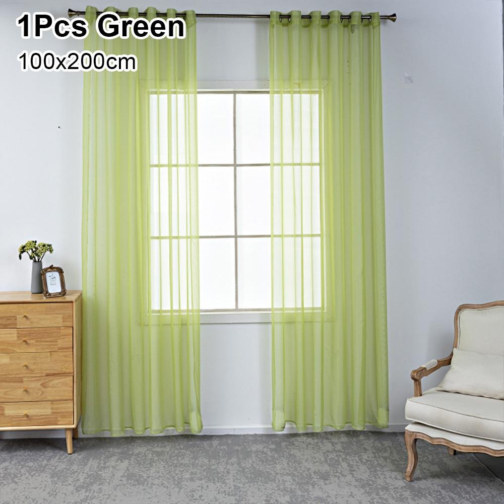

1 шт. 100x200 см вуаль прозрачная занавеска для двери занавеска абажур гостиная спальня кухня украшение Green 100x200cm