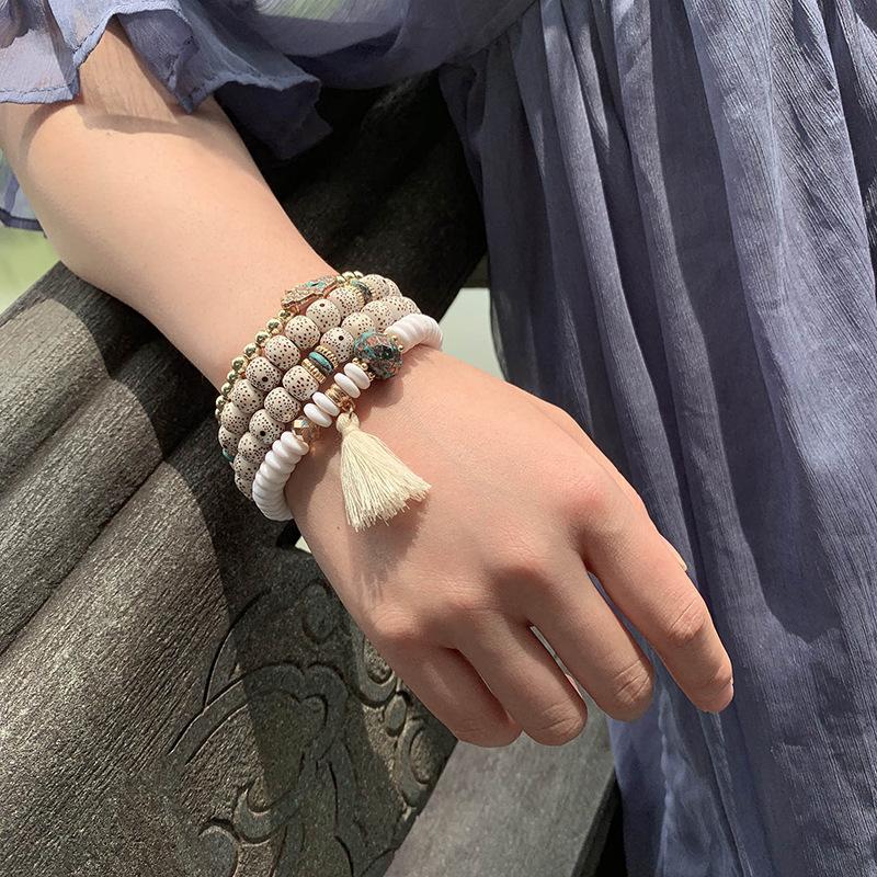 Nepal Bodhi Bracelet Ethnic Style Multi-Layer Bracelet Xizang Tourism Personality Beaded Tassel Jewelry Generation