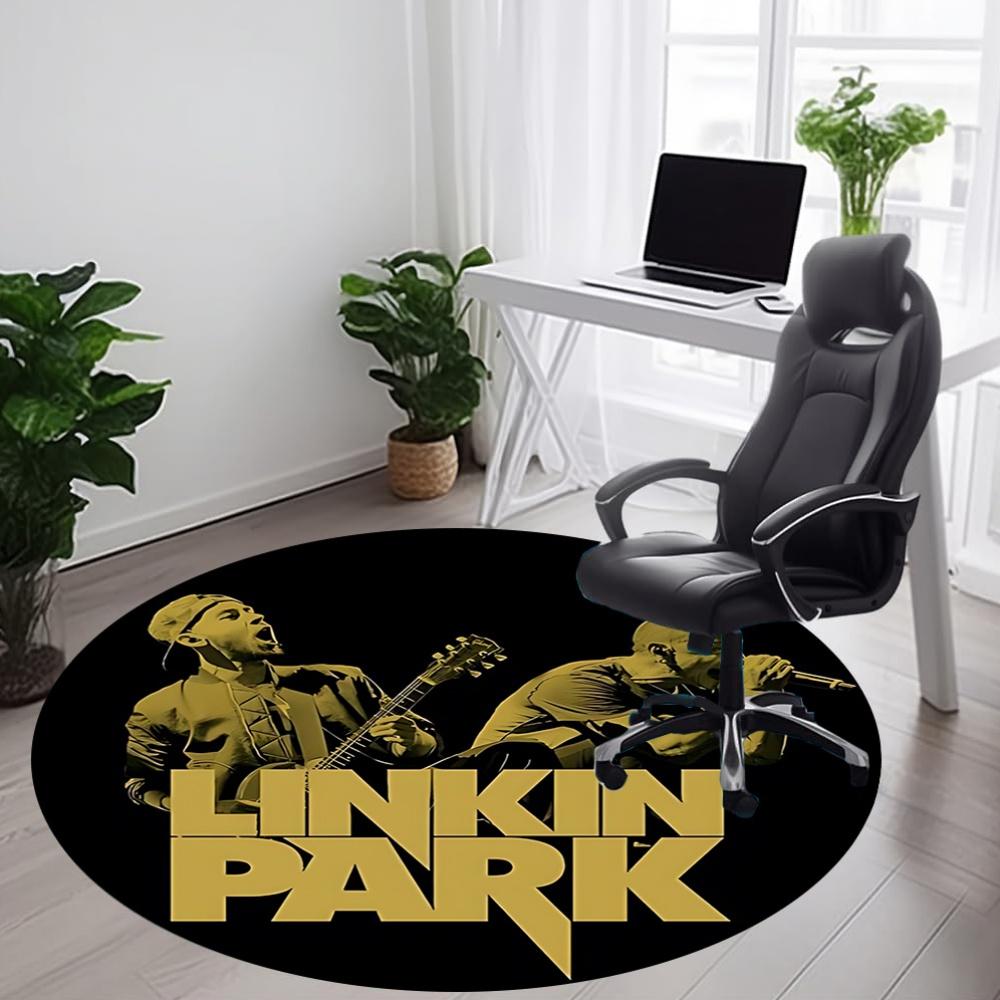 1 Pezzo Tappeto Rotondo da Ufficio Linkin Park, Antiscivolo, Morbido e Durevole Tappeto da Ufficio per Decorazione d'Interni, Perfetto per Ufficio, Be