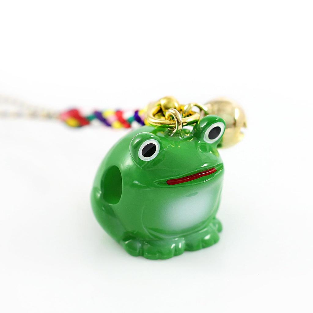 Frog Netsuke Strap Amulet Bell Frog Keychain Peephole Health Traffic Safety Green [Balzas]
