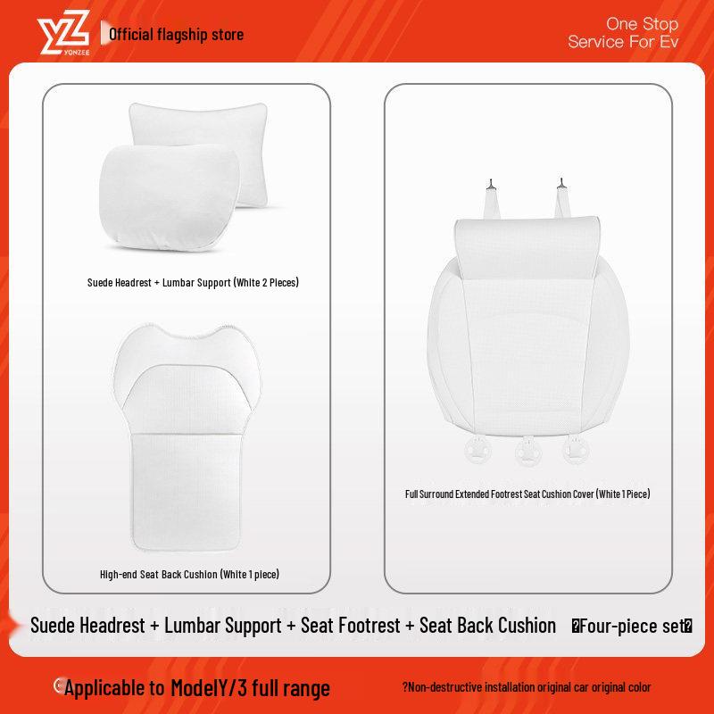 YZ Seat Covers with Extended Leg Rest for Tesla Model 3/Y - Full Coverage Protective Cushion