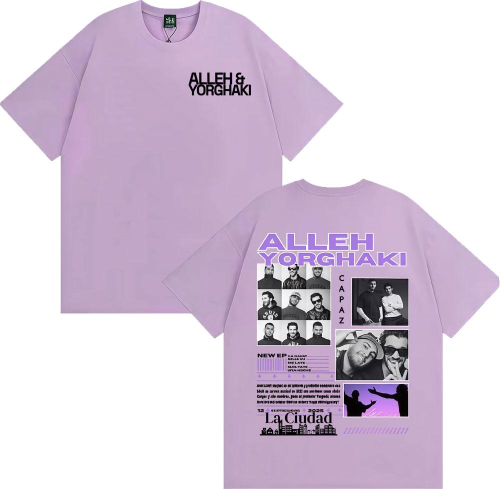Rapper Alleh  Yorghaki La Ciudad Worid Tour 2025 Tshirt Mens Clothing Harajuku Gothic T Shirts Cotton Casual Oversized Tshirt