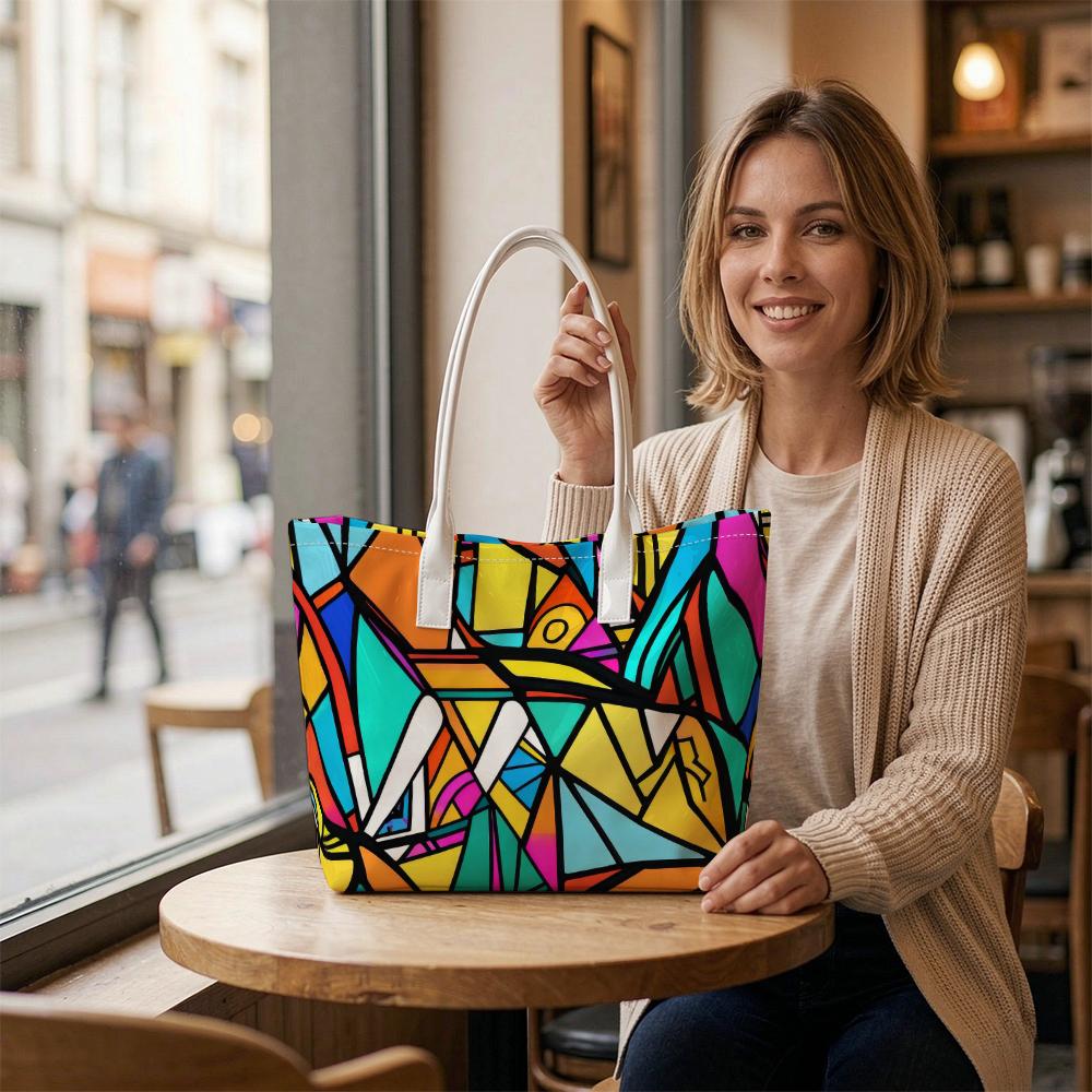 Geometric Art Colorful Tote Bag Fashion Casual Portable Daily Shopping Shoulder Bag