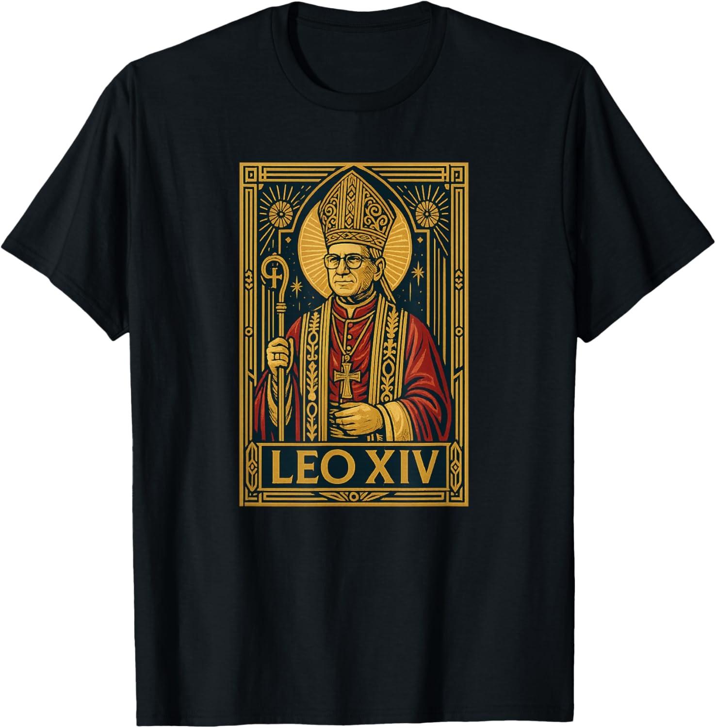 Pope Leo XIV / Art Deco Style Christian & Catholic Art T-Shirt XXXXL