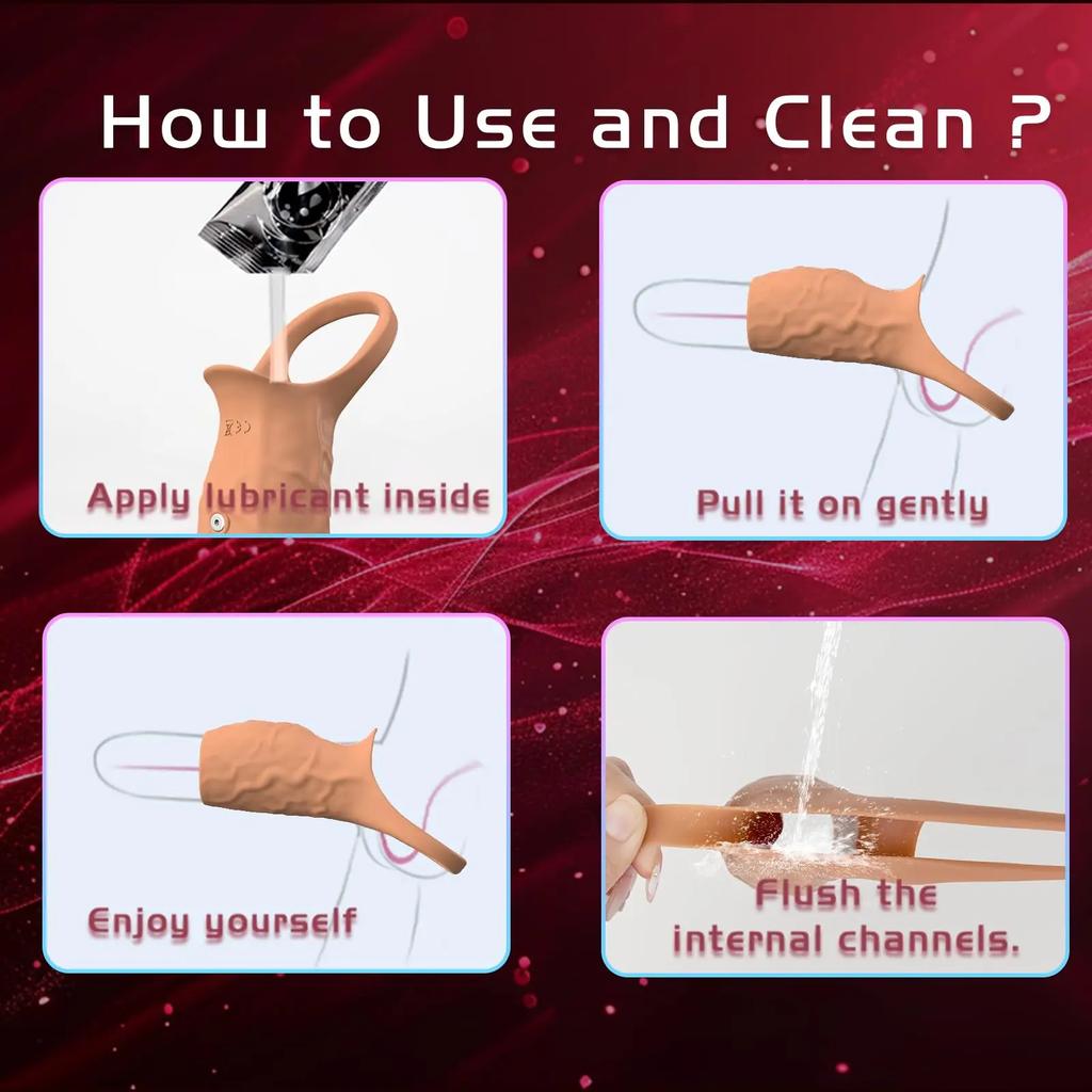 Vibrator Penis Sleeve Cock Ring Ejaculation Extender for Penis Testicles G Spot Stimulation Couples Adult Sex Toy for Men dildo