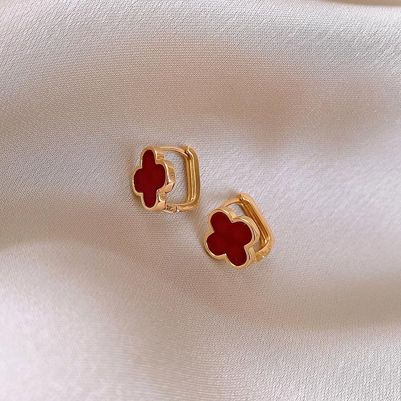 Счастливая трава цветок ацетатная пластина ушная пряжка простые и изысканные серьги серьги дизайнерское чувство