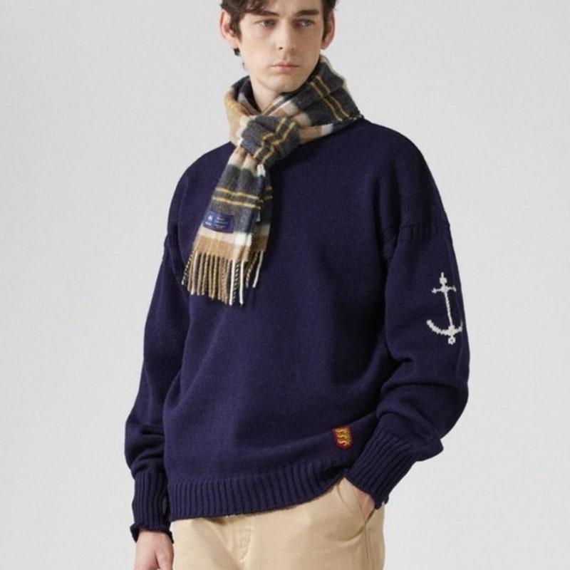 ABRAHAM MOON Merino Wool Muffler 25cm - Woodhouse Denim Yellow