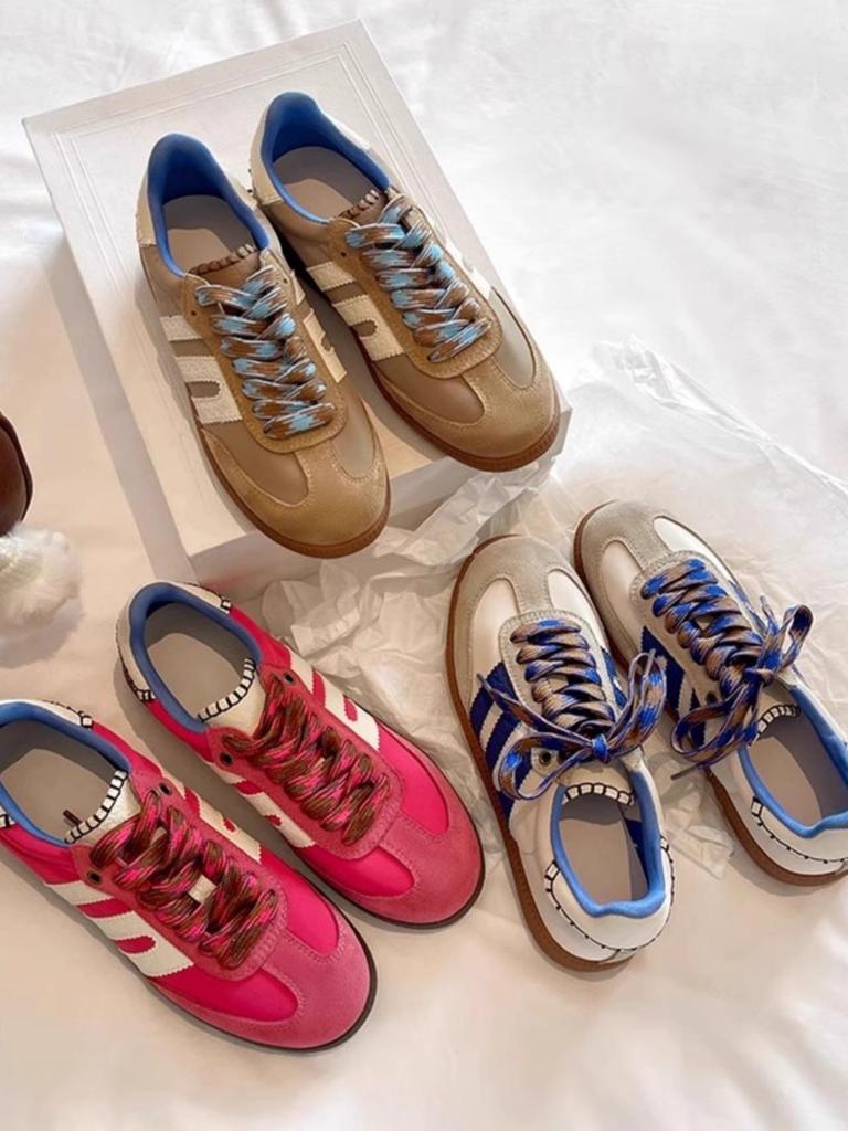 DONGJI Retro Genuine Leather Color Block German Trainer Casual Sneakers - Spring 2025 Edition