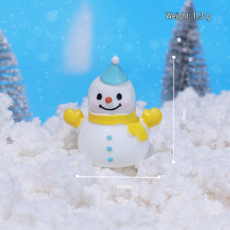 Mini Christmas Snowman Resin Desktop Figurine - Cute Micro Landscape Ornament