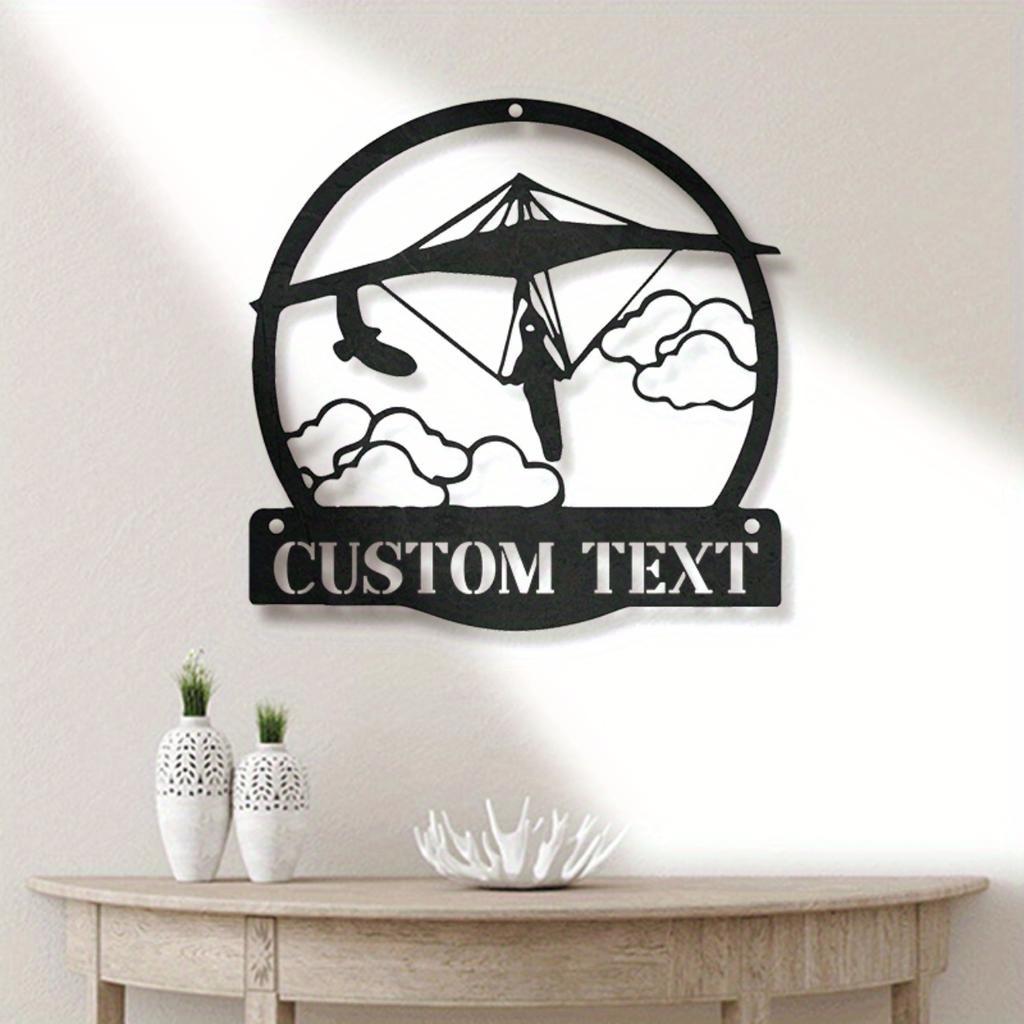 Custom Black Hang Glider Metal Wall Art Personalized Valentine Home Decor