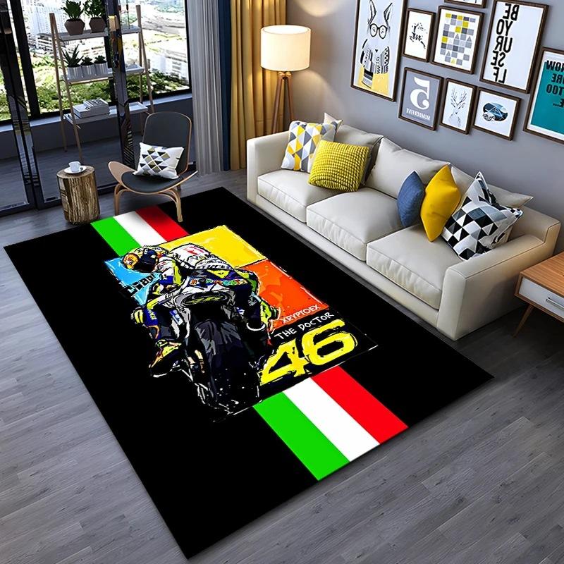 The Doctor Cartoon Head Yellow Carpet Mat Racing Theme Living Room Rug with Number 46 Signature Home Decoration Rugs for Bedroom