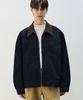 Draw Fit Layered Pleated Work Denim Jacket [Dark Blue]