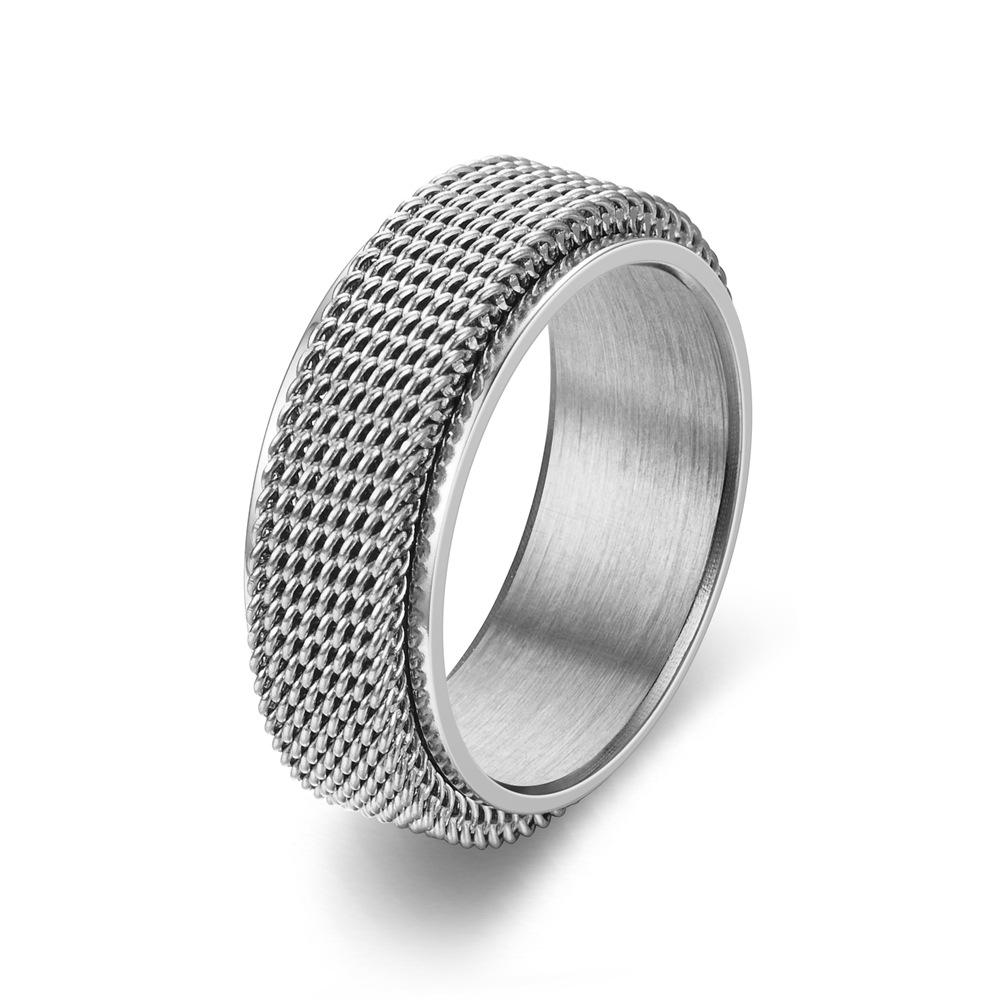

Neutral stainless steel Fidget ring grid shaped rotating minimalist jewelry for relieving stress and anxiety gifts 6
