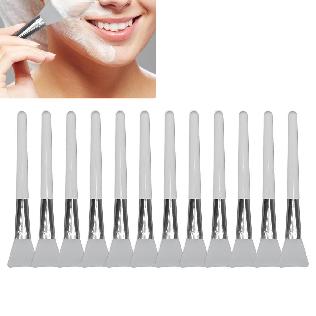 12pcs Facial Mask Brush Soft Silicone Comfortable Handle Mud Mask Cream Applicator Spatula White