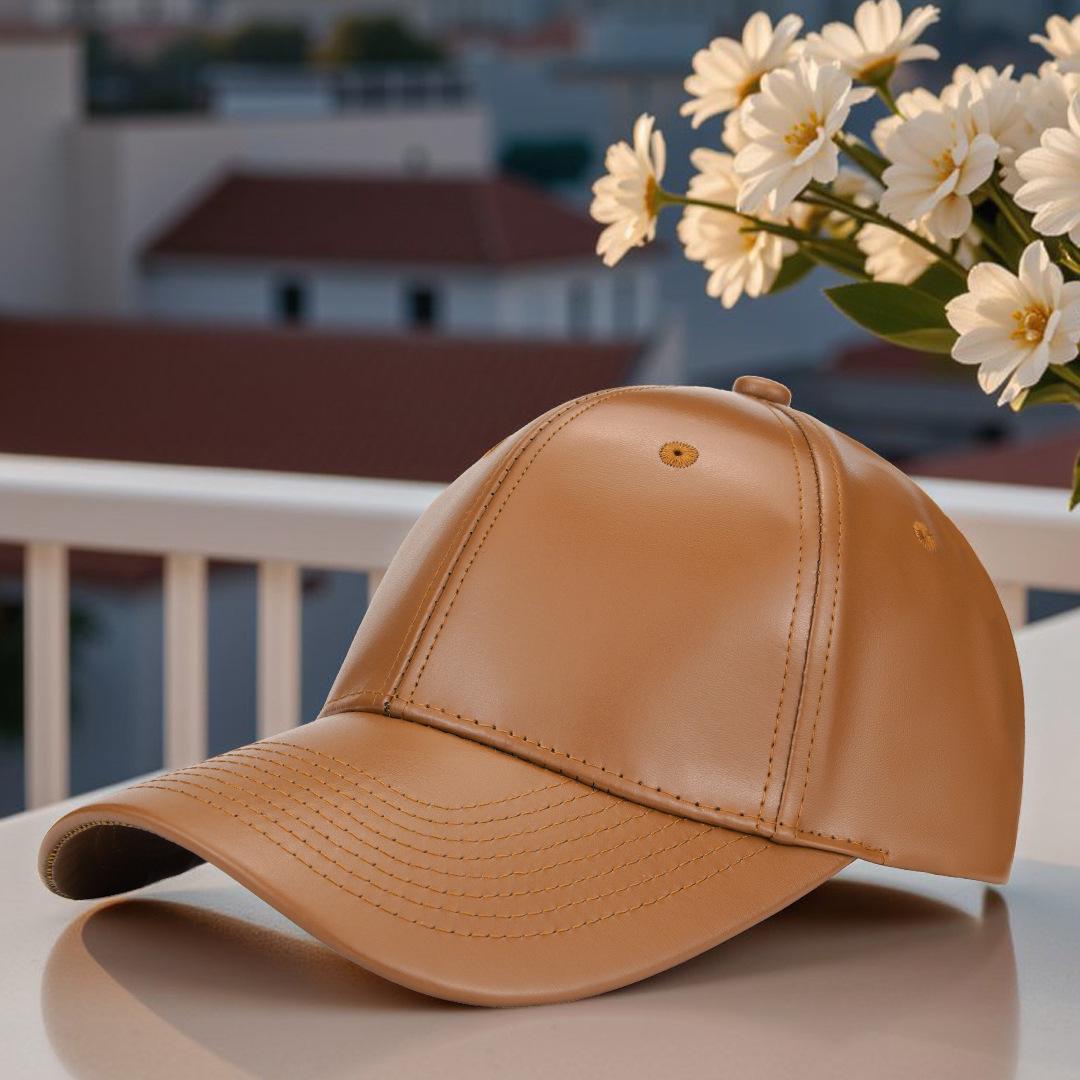 

Korean Style Unisex PU Baseball Cap - Fashionable Sun Hat for Outdoor and Casual Wear One Size