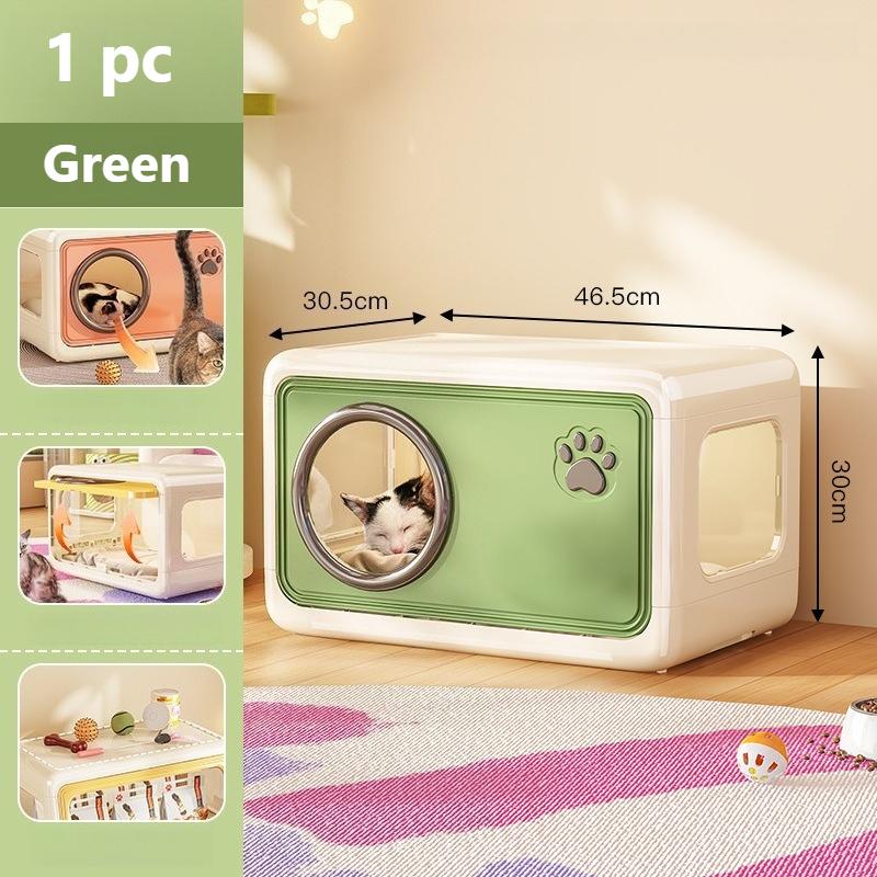 Double Layer Pet Cat Cage Plastic Detachable Cat Shelter Foldable Ventilated Semi Enclosed Cat Bed Home Indoor Use Cat House