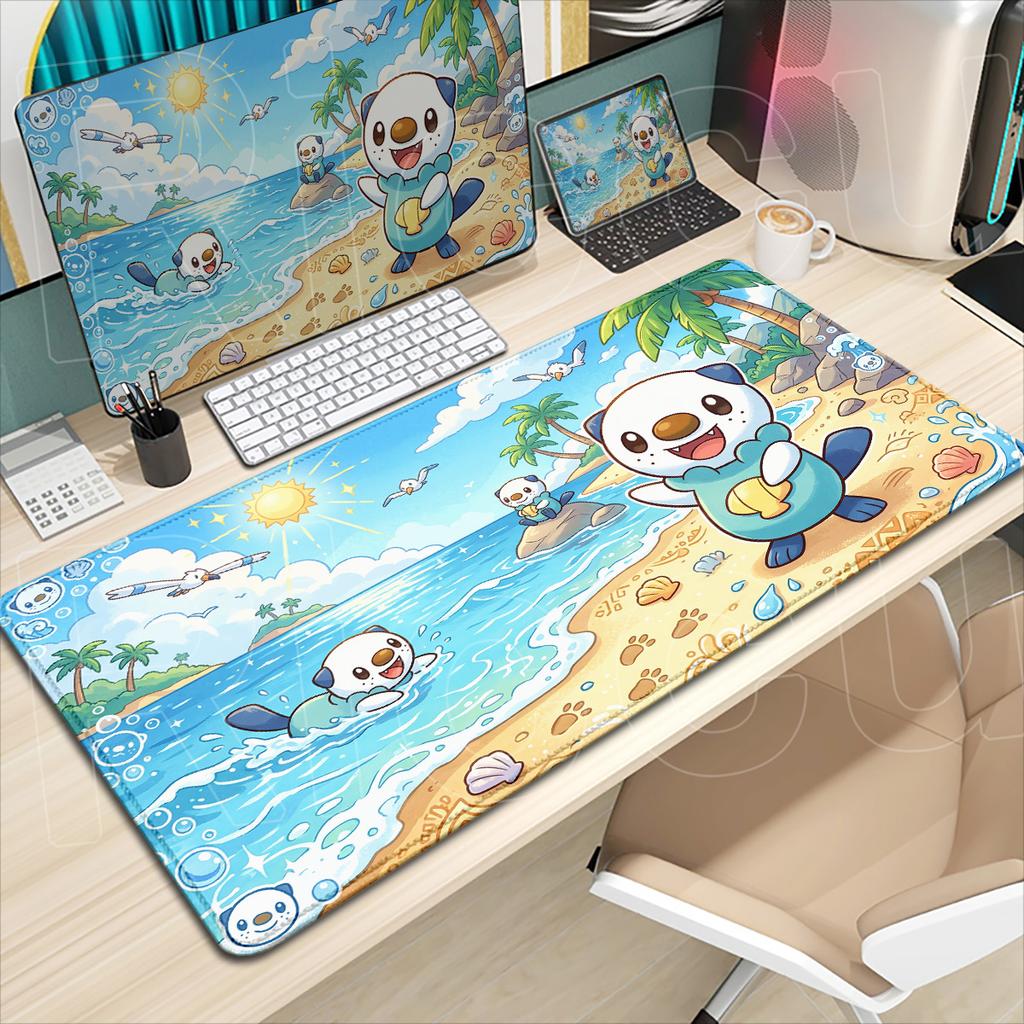 Grand Tapis de Souris pour Ordinateur Portable Gaming P-Pokemon Impression HD Tapis de Clavier en Caoutchouc Dessin Animé Mignon Oshawott 900x400mm Tapis de Souris