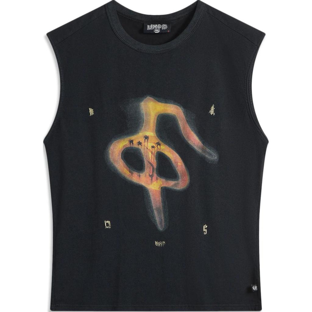 Li Ning Basketball Series Letter Round Neck Comfortable Breathable Versatile Casual Vest Men tops Black AVSU741-1