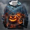 Halloween Theme Men's Long Sleeve Hoodie Funny 3D Printed pumpkin head Men Hoodie Sweatshirt Oversized Men's Clothing