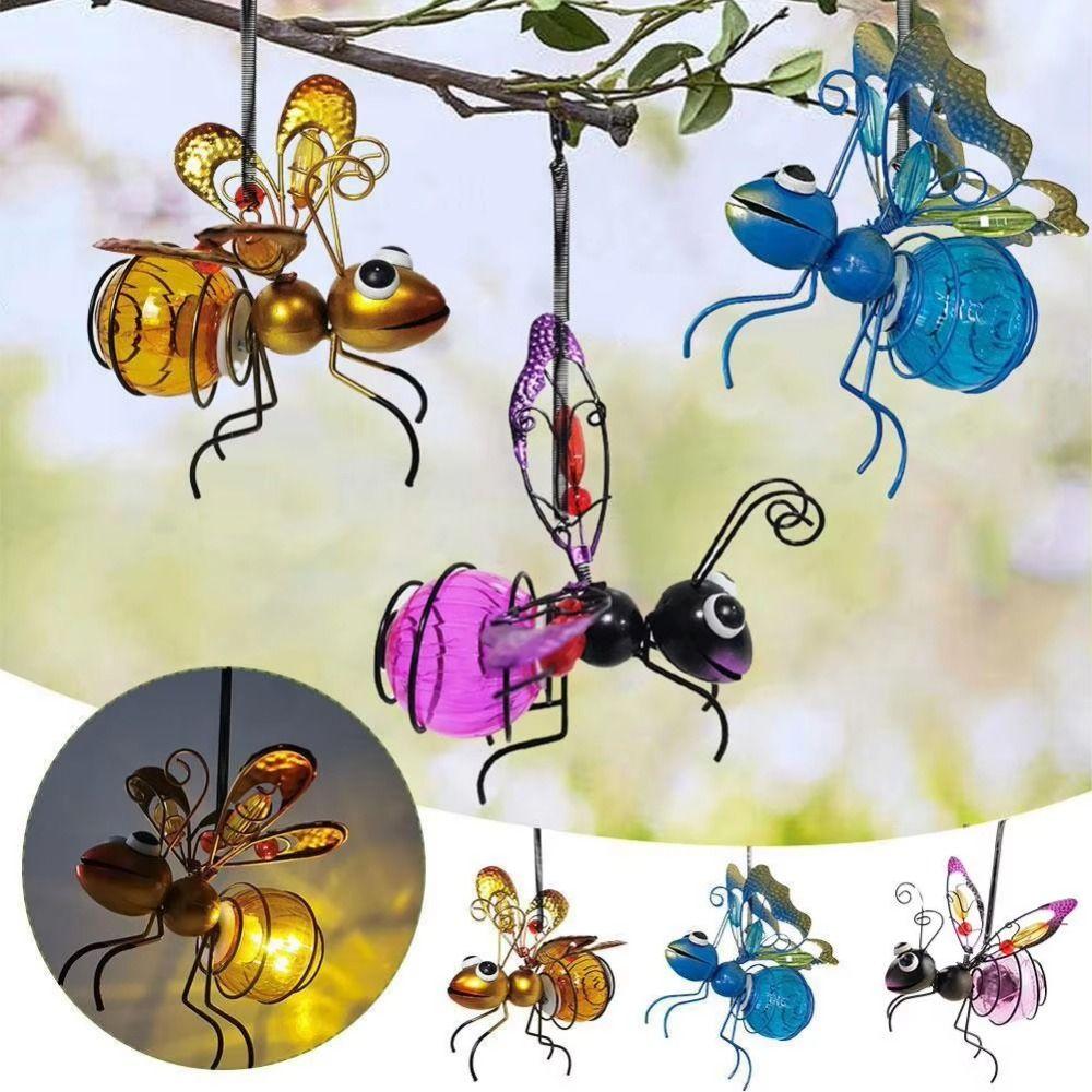 Iron Art Solar Powered Insect Lamp Creative Solar Light Garden Sculptures Yard Courtyard