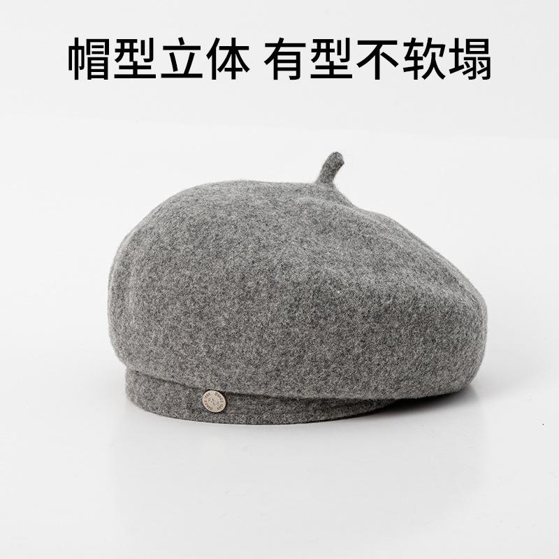 Autumn and Winter Warm Wool Beret Women's New Face Small High-end Temperament Retro Painter Hat Winter