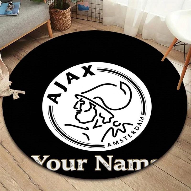 AFC Ajax Custom Name Round Area Rug,Carpet Rug for Living Room Bedroom Sofa Playroom Decor,Non-slip Floor Mat