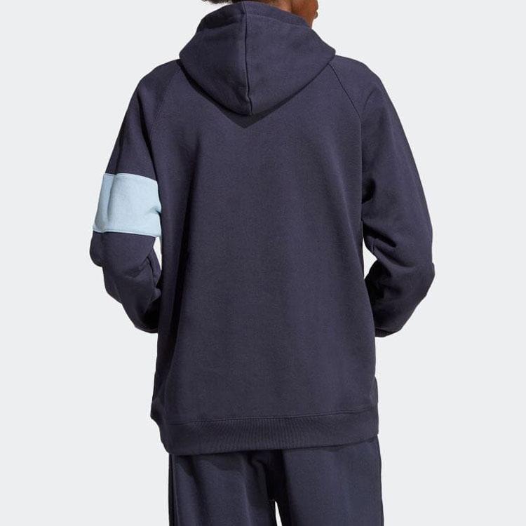 Adidas Originals Color Block Logo Print Hoodie Men Hoodies Blue IC8391