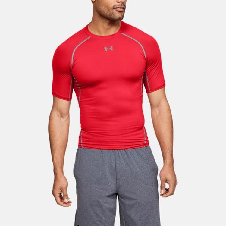 Under Armour Training Slim Fit Short Sleeve Fitness Shirt Men Tops Red 1257468-600