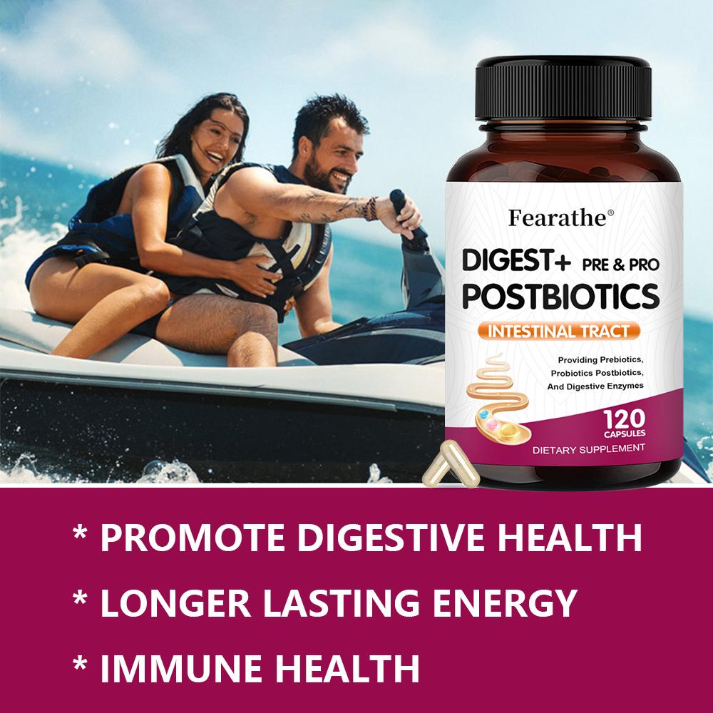 Prebiotic Probiotic Postbiotic Digestive Enzyme Complex Capsules, 120 Vegetable Capsules Dietary Supplement
