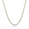 18K White Gold Plated Zirconia Tennis Necklace Choker, 4-Prong, Size Options: 2mm-6mm, Fashion Trend Bestseller